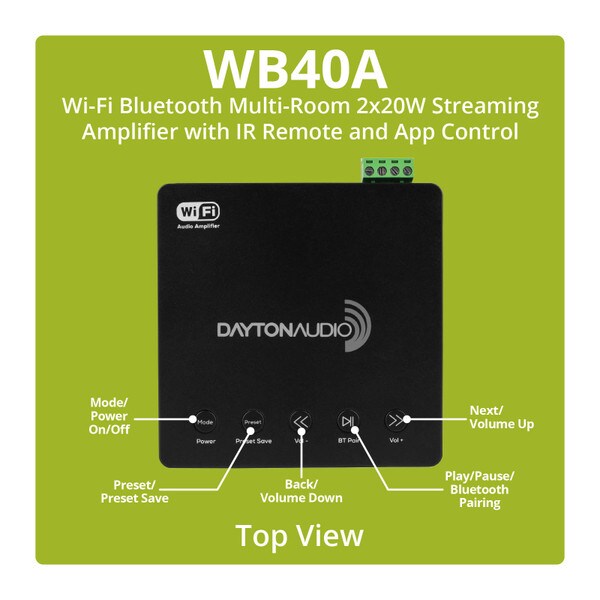 Main product image for Dayton Audio WB40A Wi-Fi Bluetooth Multi-Room 2x20W 300-3821